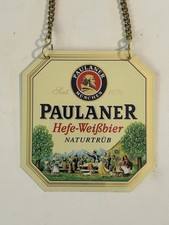 Paulaner Hefe Weißbier Naturtrüb Weizen Bier München Zapfhahnschild Alu