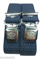 Hosenträger, 35mm breit, beige mit Punkten, 4 extra starke ABC-Alligatorclips