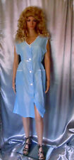 Gr.  42 Lang DeDeRon Polyamid Nylon DDR Kittel Schürze Kleid Hellblau Original