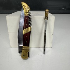 Laguiole Taschenmesser 440 – Holz/ Messing – inkl. Lederetui & Wetzstahl 