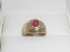 417 Gold Ring 10K Gelbgold 8,03 g Rubin Bandring RG 53 - 16,8 mm 8671