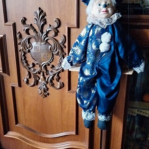 Clown marionette blaues - clown-marionette, mond-