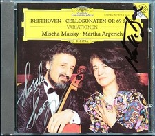 Mischa MAISKY & Martha ARGERICH Signed BEETHOVEN Cello Sonata 3 4 5 Variation CD