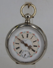 Frühe Cortebert Bäuerliche Herrentaschenuhr mit Schlüssel Alpacca um1890 (95245)