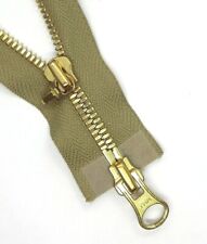 Reißverschluss Metallzähne Gold Größe #5 YKK 2-Wege teilbar BEIGE BRAUN 99cm
