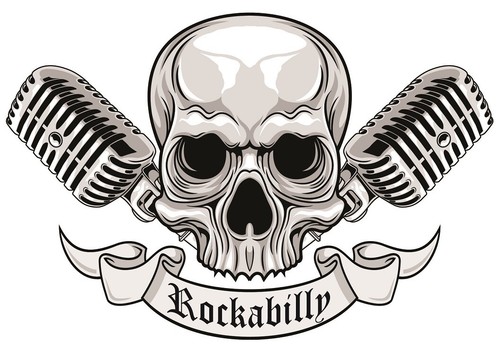 Rockabilly skull aufkleber - skull,