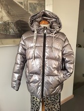 Trendy.ing  Italy Dicke Winter Stepp Jacke Gr  M / 38 Silber Metallic mit Kapuze
