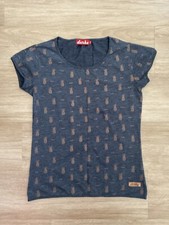 DERBE T-Shirt Damen Gr. S Dunkelblau Ananas Muster Hamburg Top Zustand