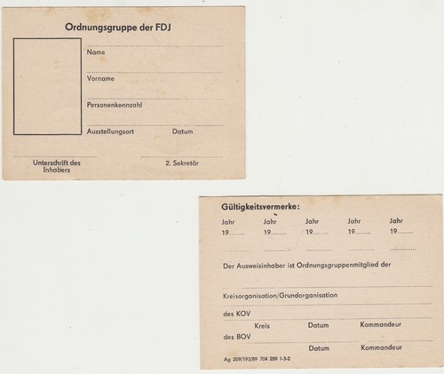 Ddr fdj blanko ausweis - fdj,