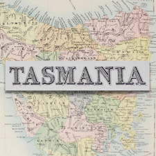 TASMANIA MAP Lithograph circa