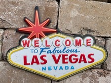 Blechschild Las Vegas USA geprägt 40cm Garage Casino Poker retro Deko V8 Diner