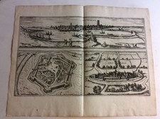 Dünkirchen-Grevelingen-Bourbourg  Kupferstich Braun &Hogenberg ca 1575    mw