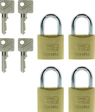 Burg Wächter Vorhängeschloss 30mm – 4er Set Messing gleichschließend