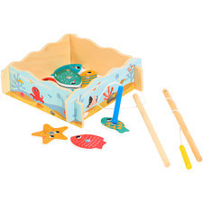 Holz Angelspiel Magnetisch | Fischteich Spielzeug für Kinder | FSC® Holz | Motor