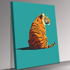 Neugieriger Tiger Minimal Style Leinwandbild Wandbild