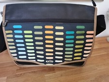 TASCHE stabile Uni/Schultasche m.vielen Fächern Retrodesign 70up ca. 40 x 10 cm