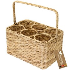 Flaschenträger für 6 Flaschen, Flaschenkorb aus Wasserhyazinthe, Getränketräger