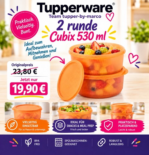 Tupperware cubix 530ml orange - cubix,