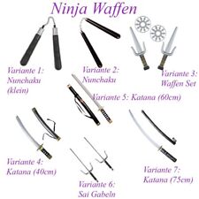 NINJA WAFFEN Karneval Kostüm Zubehör Nunchaku Schwert Wurfstern Sai Gabeln KP12