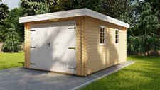 Holzgarage 28mm Flachdach Garage Holz mit Holztor - 3.3x5.1M  Emmen EB28209L