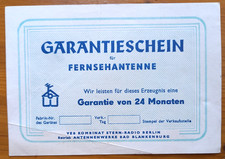 GARANTIESCHEIN für " FERNSEHANTENNE " , DDR , 1970
