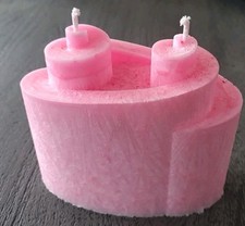 Unikat - 2-Docht-Kerze - Doppelspirale Rohling zum selbst verzieren Stearin rosa