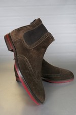 Floris van Bommel Chelsea Boots Wildleder Dunkelbraun Rotsohle Gr. 8 G½ 42