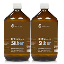Kolloidales Silber (Silberwasser), 2 Liter (2x 1000ml), 50 ppm, hochkonzentriert