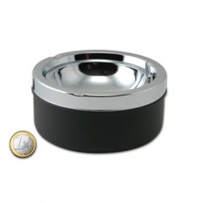 Kippaschenbecher aus Metall beschichtet Chrom poliert in schwarz matt silber