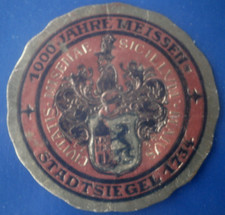 Reklamemarke Meissen 1929 Werbung in Form des Stadtsiegel 1734, 5cm, original