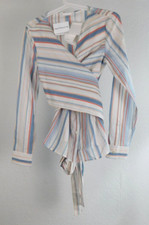 Hugo Boss Damen Wickelbluse Gestreift Weiß/Blau/Rot Gr.38