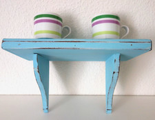 Altes Wandregal Wandboard Konsole Holz blau Shabby Chic Landhaus Vintage 32,5x18