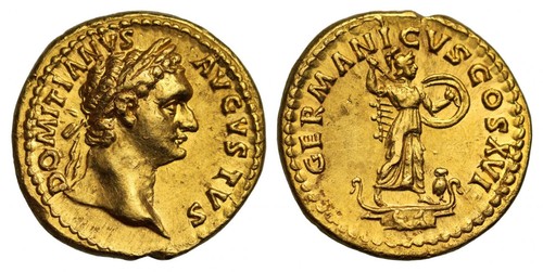 Domitian gold aureus rom ch - gold, aureus,