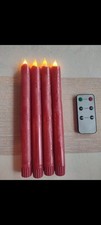 4 Kerzen LED rot metallic HSE oder QVC mit Fernbedienung Advent Weihnachten