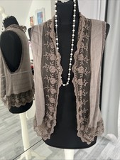 Sommer Weste Braun Spitze L Damen Sommerweste