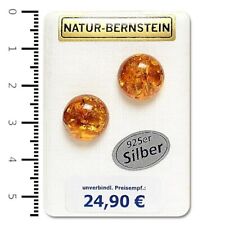 Natur Bernstein Ohrringe Ohrstecker Rund cognac modern 90213