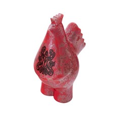 Handbemalter Keramik Hahn rot