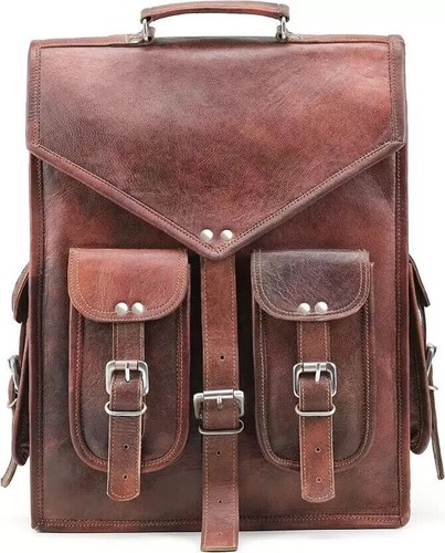 Vintage leder rucksack echt - leder,