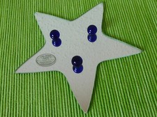 WIE NEU Deko Glas Stern Teelichthalter Kerzenständer 17 cm mit blauen Glaskugeln