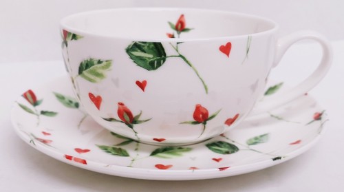 Herzen rote rosen tasse - &,