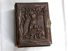 Antikes Fotoalbum um 1900, mit 25 original Bildern CDV, geschnitzte Deckel beids