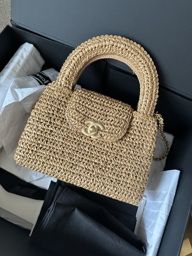 Chanel kelly raffia tasche ovp - kelly,