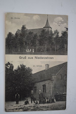 Gruss aus Niederzehren Schule + Kirche Marienwerder Kwidzyn Pommern Polen