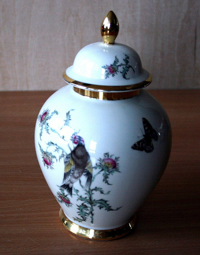 Deckelvase blumendekor - 22,