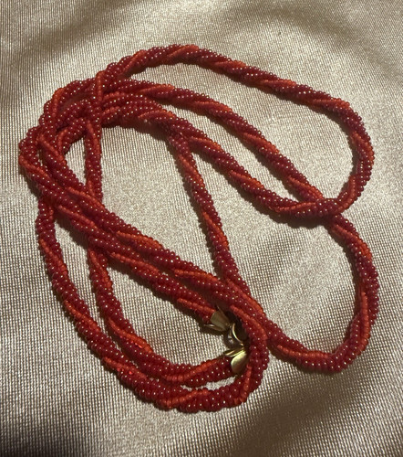 Halskette perlenkette rot - halskette/perlenkette, rot/gold