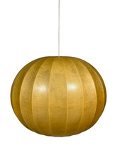 60er 70er Jahre Deckenlampe Kugellampe "Moon" Goldkant Leuchten Cocoon Design