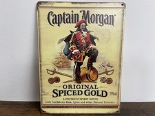 Holzschild CAPTAIN MORGEN RUM Whisky Bar Deko Vintage Retro Party Keller