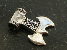 Thors Hammer Silber 925 er Ketten Anhänger Wikinger Doppel Axt  / KA 155.2