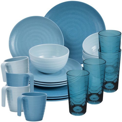 Melamin geschirr set blau - geschirr, 4