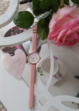 Damen Uhr "Eternal love" rosefarbenes Ziffernblatt, rosa Armband Schutzfolie Neu